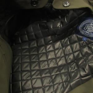 J.PRESS スタンドカラーコート ジップアップ 比翼 ロング丈 キルティングライナー付き L 緑 カーキ /CK5