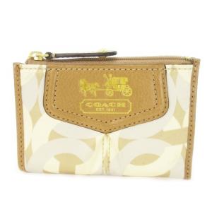 コインケース 小銭入れ ナイロン レザー 革 オプアート ロゴ リング付き ベージュ 43312 /CK4