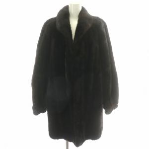 金サガ ファーコート ミドル ハーフ ロング ミンク 毛皮 総裏地 フリーサイズ F 黒 ブラック /MP