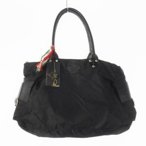 トートバッグ ハンドバッグ ナイロン レザー 革 ロゴ クロコ型押し 黒 ブラック /CK13 GY18