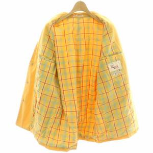 Papas カバーオール アウター ブルゾン テーラード チェンジボタン チェック柄 総裏地 48 M 黄 イエロー