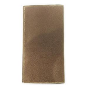 GUCCI 長財布 ロングウォレット 小銭入れなし 二つ折り レザー 革 ロゴ型押し 薄型 茶 ブラウン 030 0416