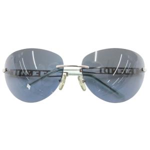 サングラス メガネ アイウェア リムレス カラーレンズ ロゴ ラインストーン 6514 120 紺 ネイビー