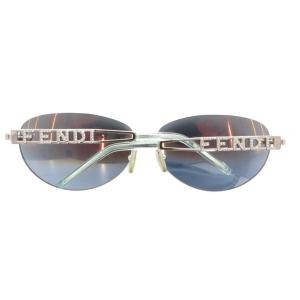 FENDI サングラス メガネ アイウェア リムレス カラーレンズ ロゴ ラインストーン 6514 120 紺 ネイビー
