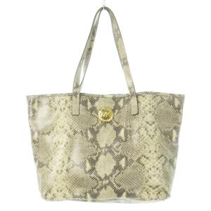 トートバッグ ビッグサイズ 大容量 レザー 革 パイソン型押し ロゴ グレー /CK19 GY18