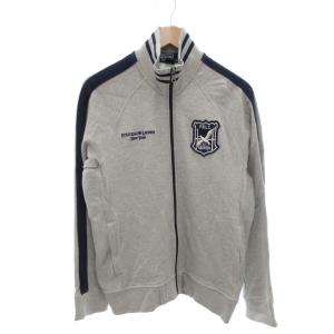 ジップブルゾン トラックジャケット 鹿の子 リブ ロゴ刺繍 ワッペン L グレー /FT GY18