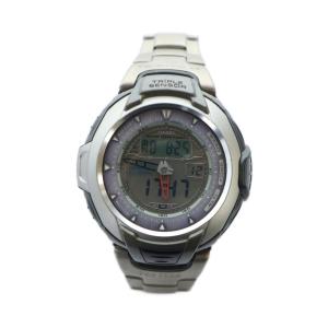 CASIO プロトレック スポーツギア 腕時計 ウォッチ タフソーラー アナデジ ロゴ カレンダー付き シルバー色