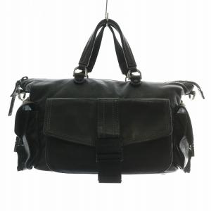 ハンドバッグ ショルダー 2WAY レザー ロゴ 黒 ブラック /XZ GY18