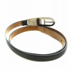 BALLY ベルト レザー ハトメ ロゴ 刻印 シルバー金具 75/30 黒 ブラック /XZ GY18