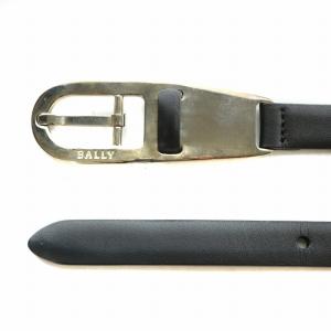 BALLY ベルト レザー ハトメ ロゴ 刻印 シルバー金具 75/30 黒 ブラック /XZ GY18