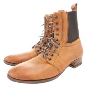レースアップブーツ サイドゴア ショート レザー 42 茶 ブラウン YQ-E07-742 /GV GY18