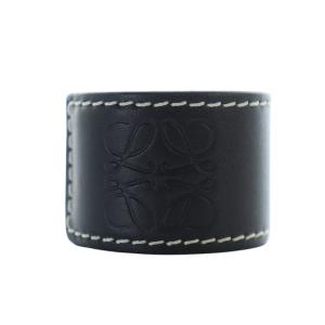 LOEWE アナグラム スラップブレスレット ブレスレット アクセサリー バングル カーフレザー 型押しロゴ 黒 ブラック