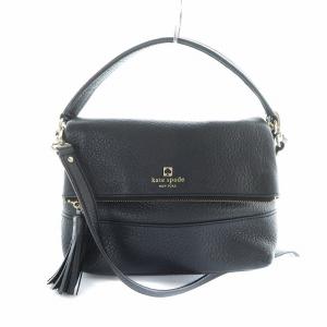 ショルダーバッグ ハンド 2WAY レザー ロゴ タッセル 黒 ブラック GY18 /MQ