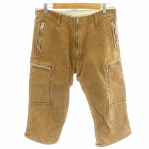 スエード レザー クロップド パンツ S 茶 ブラウン 1255-01 /MP GY42