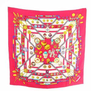 カレ90 Petite main お針子さん スカーフ シルク ピンク