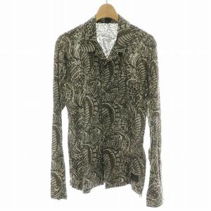 カジュアルシャツ オープンカラー ペイズリー柄 日本製 M ブラウン