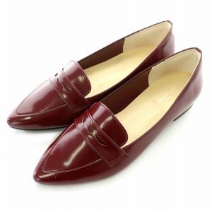 パンプス ローファー 革靴 レザー 36 1/2 23.0 赤 レッド ワインレッド 1831-4956-3950