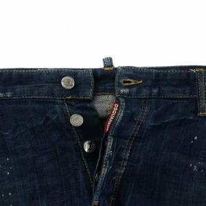 DSQUARED2 デニムパンツ ジーンズ テーパード ダメージ加工 ペイント加工 ボタンフライ ロゴ 48 M 青 ブルー