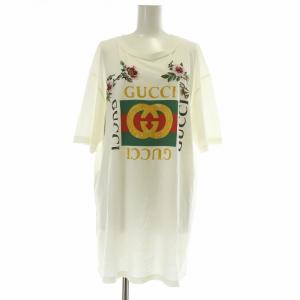 457094 Tシャツ カットソー 半袖 クルーネック 花 フラワー 刺繍 インターロッキングG ロゴ