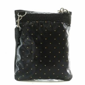 LesportSAC ショルダーバッグ ナイロン スクエア ハート柄 ロゴ 総柄 黒 ブラック /XZ GY18