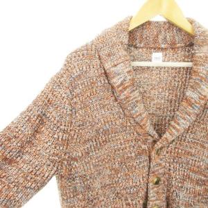 TAKEO KIKUCHI ニットカーディガン ショールカラー 長袖 ウール混 ミックスカラー 3 L 茶 ブラウン /AH4 GY18