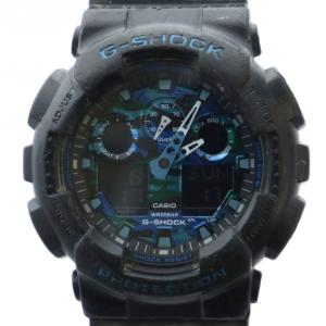 腕時計 ウォッチ クォーツ アナデジ ロゴ カレンダー付き 迷彩柄 黒 ブラック GA-100CB GY18