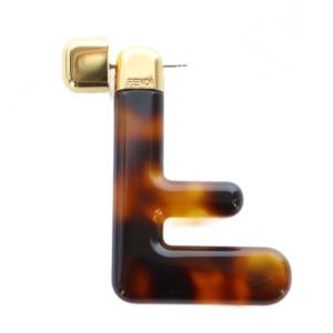ピアス アクセサリー 片耳のみ F ロゴ べっ甲柄 ゴールド色 茶 ブラウン GY18 /MQ OH