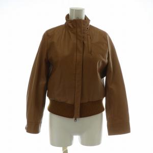 レザージャケット 革ジャン ブルゾン 中綿 牛革 レザー ジップアップ 38 M 茶色 ブラウン /XZ