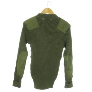 Barbour ニット セーター クルーネック 長袖 切替 異素材 エルボーパッチ 3 L 緑 カーキ /AO19 GY17
