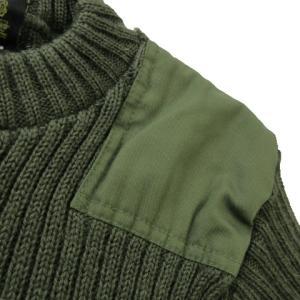 Barbour ニット セーター クルーネック 長袖 切替 異素材 エルボーパッチ 3 L 緑 カーキ /AO19 GY17