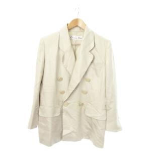 テーラードジャケット ダブル 総裏地 ノーベント シルク 絹 L ベージュ /MN20 GY17