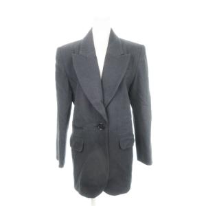 ヴィンテージ テーラード ジャケット ミドル丈 総裏地 ウール M チャコール 黒 ブラック /AH12