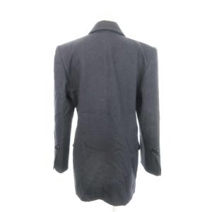 Christian Dior ヴィンテージ テーラード ジャケット ミドル丈 総裏地 ウール M チャコール 黒 ブラック /AH12