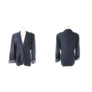 Christian Dior スーツ セットアップ テーラードジャケット タイトスカート シルク 絹 ネップ ドット 11 紺 ネイビー