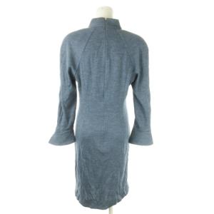 Christian Dior ワンピース ひざ丈 カシュクール 長袖 カシミヤ混 ストレッチ ギャザー 11 グレー /AO21 GY17
