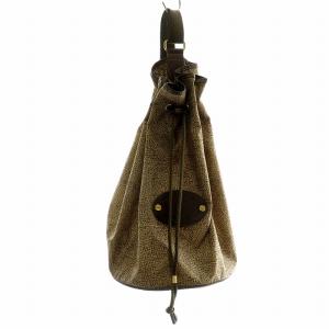 ショルダーバッグ 巾着バッグ ワンショルダー 総柄 ナイロン レザー 皮革 ロゴ メタルパーツ ポーチ付き