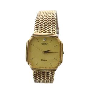 SEIKO ジャンク品 Dolce ドルチェ オクタゴン 腕時計 ウォッチ クォーツ 1P 石付き ゴールドカラー