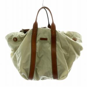 トートバッグ ハンドバッグ 2WAY ナイロン レザー 皮革 ロゴ ベージュ 茶 ブラウン /MP GY18