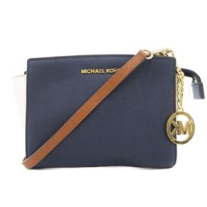 ショルダーバッグ 斜め掛け クロスボディ ロゴ バイカラー レザー 紺 ネイビー 白 ホワイト /GV