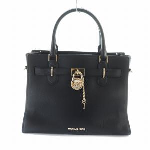 ハンドバッグ ショルダー 2WAY タグ付き レザー ロゴ ゴールド金具 黒 ブラック 35T1GHMS2L