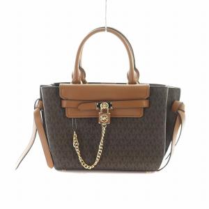 ハンドバッグ ショルダー 2WAY タグ付き シグネチャー ロゴ PVC レザー 茶 ブラウン 30F1G9HS5B