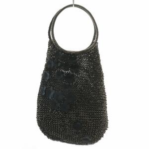 ハンドバッグ ワイヤーバッグ レザー 花 フラワー オープントップ 黒 ブラック /XZ GY11