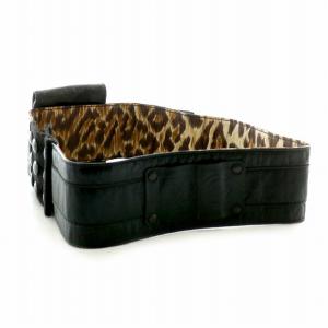D&G ベルト レザー スナップボタン レオパード柄 ブラック ベージュ
