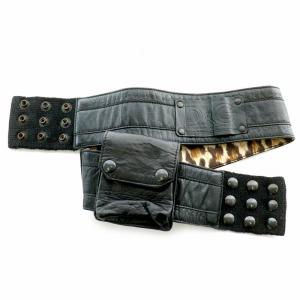 D&G ベルト レザー スナップボタン レオパード柄 ブラック ベージュ