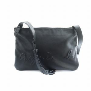 ショルダーバッグ 斜めがけ レザー 型押し ロゴ 黒 ブラック GY11 /MQ