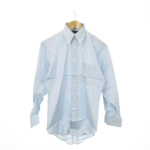 シャツ ワイシャツ Yシャツ ロングポイントカラー 長袖 コットン 37-78 青 ブルー /MN6 GY11