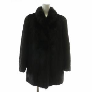 銀サガ ファーコート アウター 毛皮 ミンク ミドル 肩パッド 11 L 茶色 ブラウン /XZ GY11