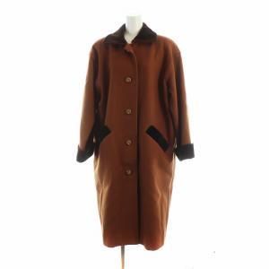 ヴィンテージ ステンカラーコート 長袖 総裏地 ロング 切替 12 メタルボタン 茶 ブラウン GY18