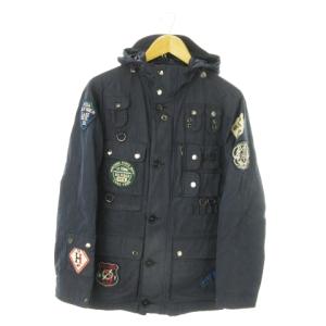 FLYFISH ジャケット フーディ ジップアップ ワッペン 刺繍 釣り フィッシング S 紺 ネイビー