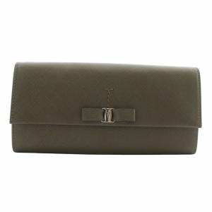 ヴァラ リボン 長財布 二つ折り グレー